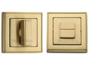 Heritage Brass Art Deco Square (54mm x 54mm) Turn & Release, Satin Brass - DEC7030-SB