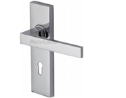 Heritage Brass Delta Door Handles On Backplate, Polished Chrome - DEL6000-PC (sold in pairs)