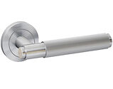 Intelligent Hardware Knurled Door Handles On Round Rose, Polished Chrome - DEV.KNURL.09.CP (sold in pairs)
