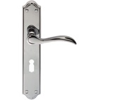 Carlisle Brass Madrid Door Handles On Long Backplate, Polished Chrome - DL290 (sold in pairs)