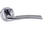Atlantic Eco Swell Aluminium Door Handles On Round Rose, Dual Finish Satin Chrome And Polished Chrome - ECO10SCPC (sold in pairs)