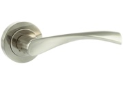Atlantic Eco Swell Aluminium Door Handles On Round Rose, Dual Finish Satin Nickel And Polished Nickel - ECO20SNNP (sold in pairs)
