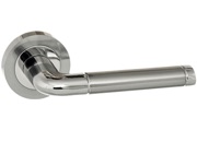 Atlantic Eco Ocean Aluminium Door Handles On Round Rose, Dual Finish Satin Chrome And Polished Chrome - ECO40SCPC (sold in pairs)
