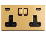 Carlisle Brass Eurolite Concealed 3mm 2 Gang USB Socket, Satin Brass - ECSB2USBB