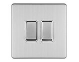 Carlisle Brass Eurolite Concealed 3mm 2 Gang Switch, Satin Stainless Steel With White Trim - ECSS2SWW