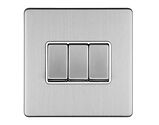 Carlisle Brass Eurolite Concealed 3mm 3 Gang Switch, Satin Stainless Steel With White Trim - ECSS3SWW