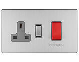 Carlisle Brass Eurolite Concealed 3mm 45 Amp Cooker Switch with Socket, Satin Stainless Steel With Grey Trim - ECSS45ASWASG