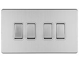 Carlisle Brass Eurolite Concealed 3mm 4 Gang Switch, Satin Stainless Steel With White Trim - ECSS4SWW