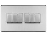 Carlisle Brass Eurolite Concealed 3mm 6 Gang Switch, Satin Stainless Steel With Grey Trim - ECSS6SWG
