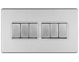 Carlisle Brass Eurolite Concealed 3mm 6 Gang Switch, Satin Stainless Steel With White Trim - ECSS6SWW