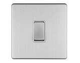 Carlisle Brass Eurolite Concealed 3mm 20 Amp D.P Switch, Satin Stainless Steel With White Trim - ECSS20ADPSWW