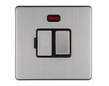 Carlisle Brass Eurolite Enhance Decorative 13 Amp DP Switched Fuse Spur With Neon Indicator, Satin Stainless Steel With Black Trim - ECSSSWFNB