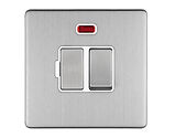 Carlisle Brass Eurolite Enhance Decorative 13 Amp DP Switched Fuse Spur With Neon Indicator, Satin Stainless Steel With White Trim - ECSSSWFNW