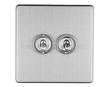 Carlisle Brass Eurolite Concealed 3mm 2 Gang 10 Amp 2 Way Toggle Switch, Satin Stainless Steel - ECSST2SW