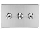 Carlisle Brass Eurolite Concealed 3mm 3 Gang 10 Amp 2 Way Toggle Switch, Satin Stainless Steel - ECSST3SW