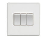 Carlisle Brass Eurolite Concealed 3mm 3 Gang Switch, Satin Stainless Steel With White Trim - ECW3SWW