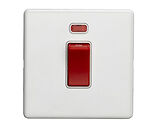Carlisle Brass Eurolite Concealed 3mm 45 Amp D.P Switch With Neon Indicator, White With Red Rocker - ECW45ASWNSW