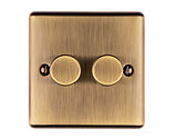 Carlisle Brass Eurolite Enhance Decorative 2 Gang Dimmer - LED, Antique Brass - EN2DLEDABB