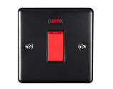 Carlisle Brass Eurolite Enhance Decorative 45 Amp DP Switch With Neon Indicator, Matt Black With Black Trim - EN45ASWNSMBB