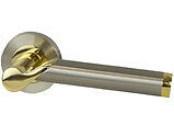 Intelligent Hardware Enterprise Door Handles On Round Rose, Dual Finish Brass & Satin Nickel Plated - ENT.09.BRS/SNP (sold in pairs)