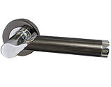 Intelligent Hardware Enterprise Door Handles On Round Rose, Dual Finish Polished Chrome & Black Nickel - ENT.09.CP/BLK (sold in pairs)