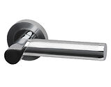 Intelligent Hardware Enterprise Door Handles On Round Rose, Dual Finish Polished Chrome & Satin Chrome - ENT.09.CP/SCP (sold in pairs)