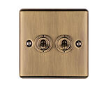 Carlisle Brass Eurolite Enhance Decorative 2 Gang 10 Amp 2 Way Toggle Switch, Antique Brass - ENT2SWABB