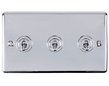Carlisle Brass Eurolite Enhance Decorative 3 Gang 10 Amp 2 Way Toggle Switch, Polished Chrome - ENT3SWPC