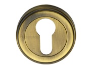 Heritage Brass Art Deco Style Euro Profile Key Escutcheon, Antique Brass - ERD7020-AT