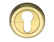 Heritage Brass Art Deco Style Euro Profile Key Escutcheon, Polished Brass - ERD7020-PB