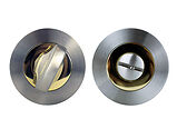 Intelligent Hardware Concealed Round Bathroom Turn & Release, Dual Finish Brass Plated & Satin Nickel - ESC.BATH.BRS/SNP