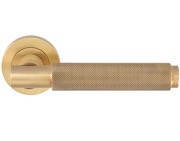 Carlisle Brass Varese Knurled Door Handles On Round Rose, Satin Brass - EUL050SB (sold in pairs)
