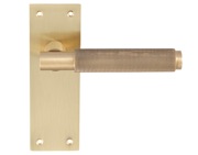 Carlisle Brass Varese Knurled Door Handles On Slim Backplate, Satin Brass - EUL051SB (sold in pairs)