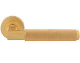 Carlisle Brass Terazzo Knurled Door Handles On Round Rose, Satin Brass - EUL060SB (sold in pairs)