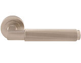 Carlisle Brass Terazzo Knurled Door Handles On Round Rose, Satin Nickel - EUL060SN (sold in pairs)