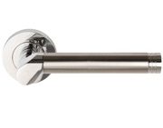 Excel Callisto Lever On Round Rose, Dual Finish Polished Chrome & Satin Chrome - 3665PCSC (sold in pairs)