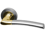 Intelligent Hardware Falcon Door Handles On Round Rose, Dual Finish Brass Plated & Satin Nickel - FAL.09.BRS/SNP (sold in pairs)