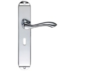 Zoo Hardware Fulton & Bray Arundel Door Handles On Long Backplate, Polished Chrome - FB031CP (sold in pairs)