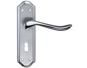 Zoo Hardware Fulton & Bray Lincoln Door Handles On Backplate, Dual Finish Satin Chrome & Polished Chrome - FB041SCCP (sold in pairs)