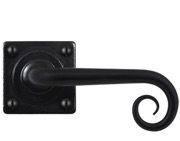 Stonebridge Curl Door Handles On Square Rose, Armor-Coat Flat Black - SB-FB1069 (Sold In Pairs)