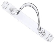 Fulton & Bray Left OR Right Handed Cast Brass Pull Handle With Art Nouveau Backplate, Polished Chrome - FB114CP