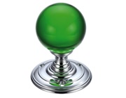 Zoo Hardware Fulton & Bray Green Glass Ball Mortice Door Knobs, Polished Chrome - FB300CPG (sold in pairs)