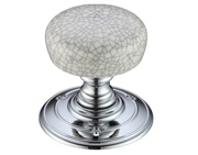 Zoo Hardware Fulton & Bray Grey Crackle Glaze Porcelain Door Knobs, Polished Chrome - FB304GCCP (sold in pairs)