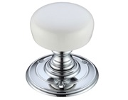 Zoo Hardware Fulton & Bray Plain White Porcelain Door Knobs, Polished Chrome - FB304PWCP (sold in pairs)