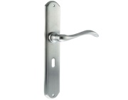 Atlantic Forme Valence Solid Brass Designer Door Handles On Backplate, Satin Chrome - FBP138KSC (sold in pairs)