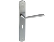 Atlantic Forme Valence Solid Brass Designer Door Handles On Backplate, Satin Chrome - FBP193KSC (sold in pairs)