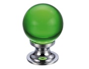 Zoo Hardware Fulton & Bray Green Glass Ball Cupboard Knobs (25mm Or 30mm), Polished Chrome Base - FCH02CPG