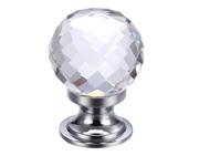 Zoo Hardware Fulton & Bray Clear Facetted Glass Ball Cupboard Knobs (25mm Or 30mm), Polished Chrome Base - FCH03CP