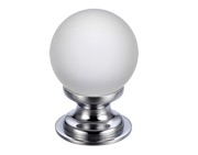Zoo Hardware Fulton & Bray Frosted Glass Ball Cupboard Knobs (25mm Or 30mm), Polished Chrome Base - FCH04CP