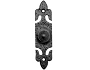 Zoo Hardware Foxcote Foundries Bell Push With Fleur De Lys Plate (30mm x 127mm), Black Antique - FF34